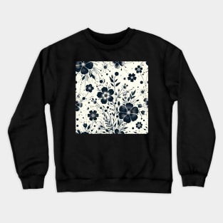 Black and White Floral Crewneck Sweatshirt